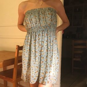 Teal with yellow roses strapless sun dress!